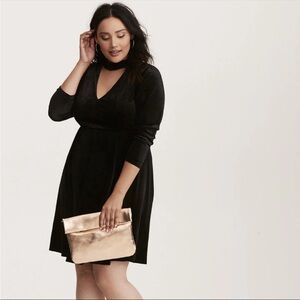 Torrid velvet high neck cut out skater mini dress black womens plus size 1X